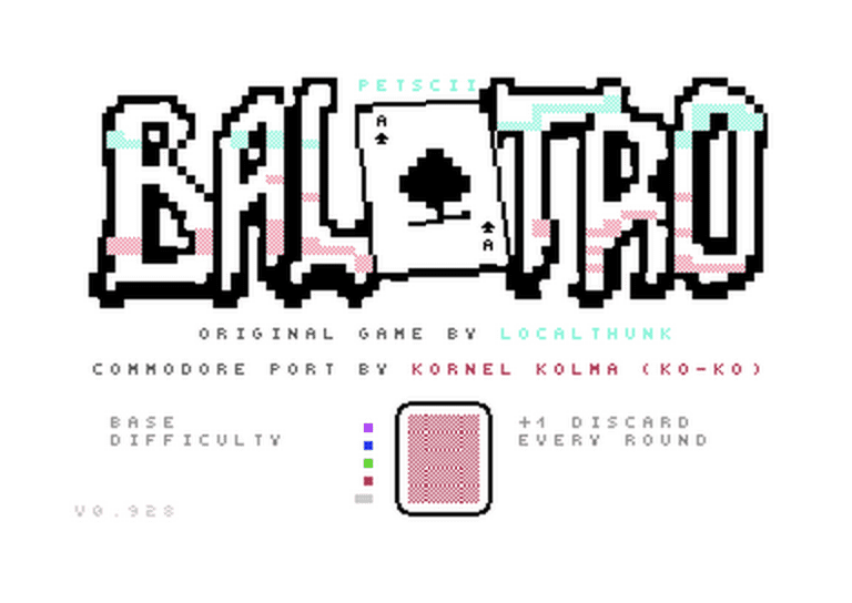 Balatro Commodore 64 title screen