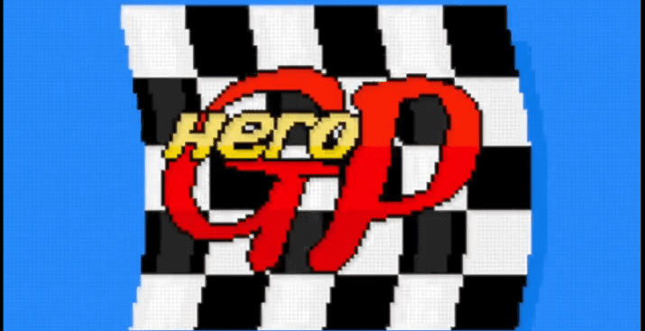 Hero GP over a checkered flag